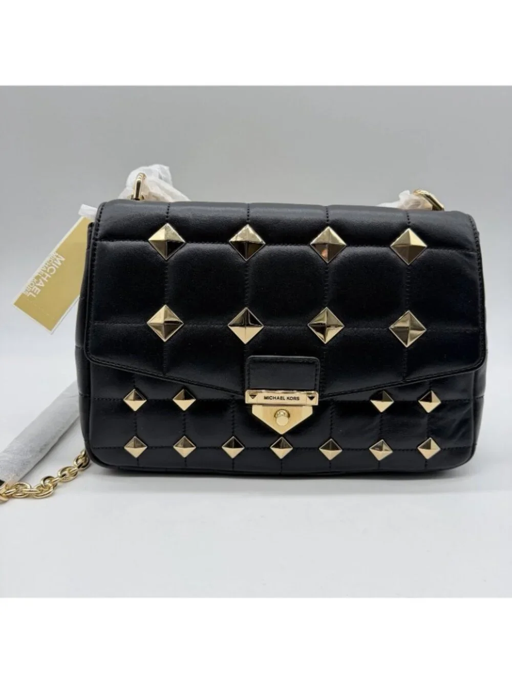 MICHAEL KORS SoHo studded leather extra large quilted convertible crossbody bag
